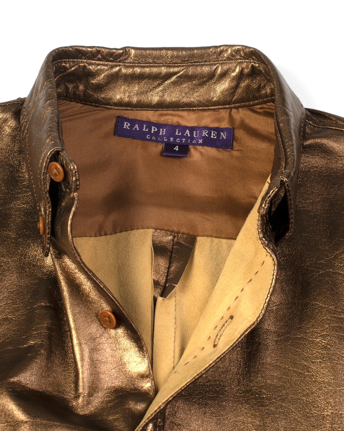 Ralph Lauren Purple Label Leather Button Down Shirt