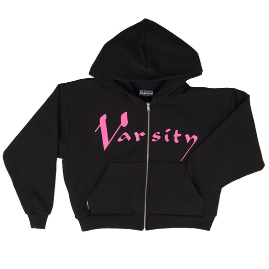 Varsity Cropped Script Hoodie