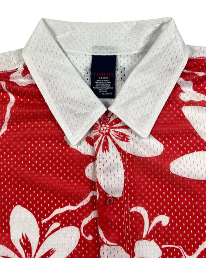 Tommy Hilfiger Mesh Hawaiian Button Down Shirt